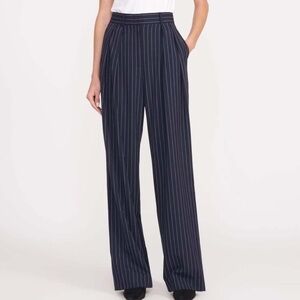 STAUD Luisa Pant, Navy Pinstripe, Size 10, NWT